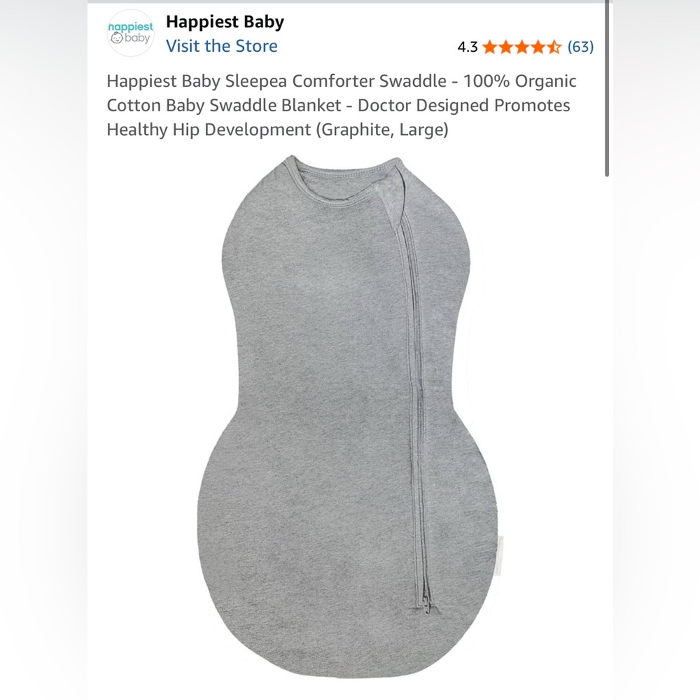Happiest Baby Sleepea Comforter Swaddle (Graphite, Large)